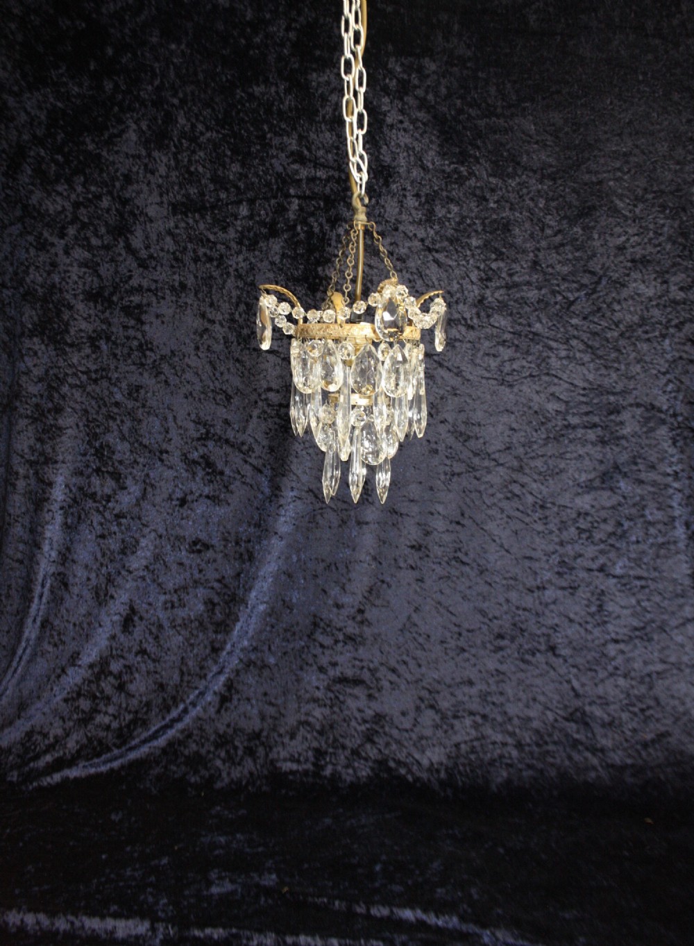 Early 20th century small chandelier with swags View II