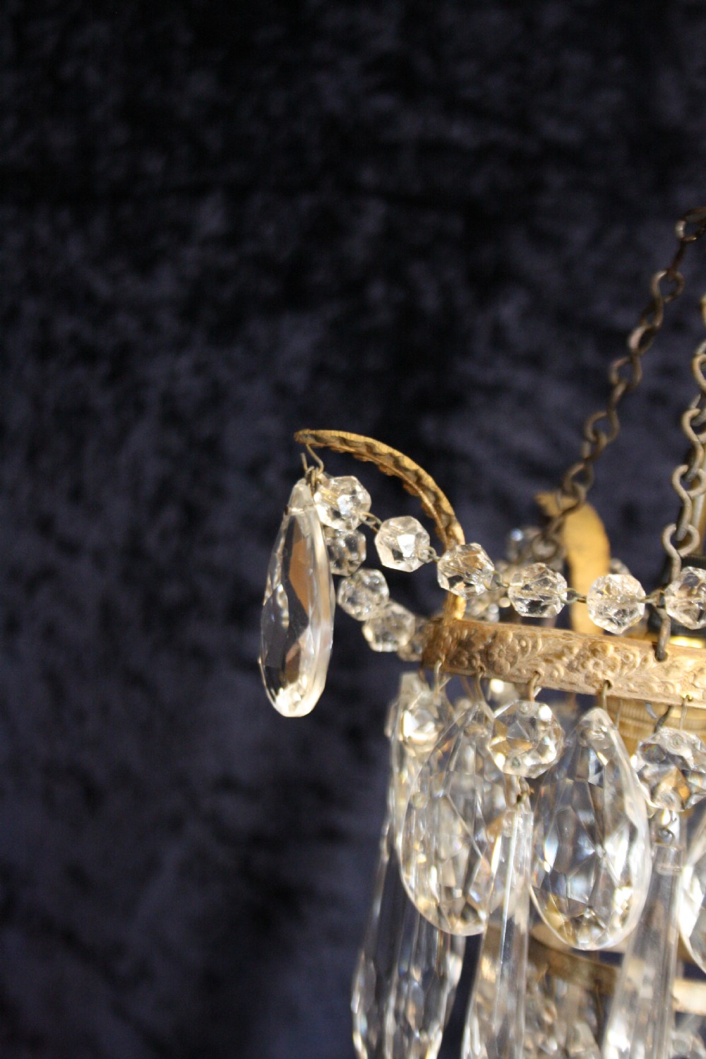 Early 20th century small chandelier with swags View III