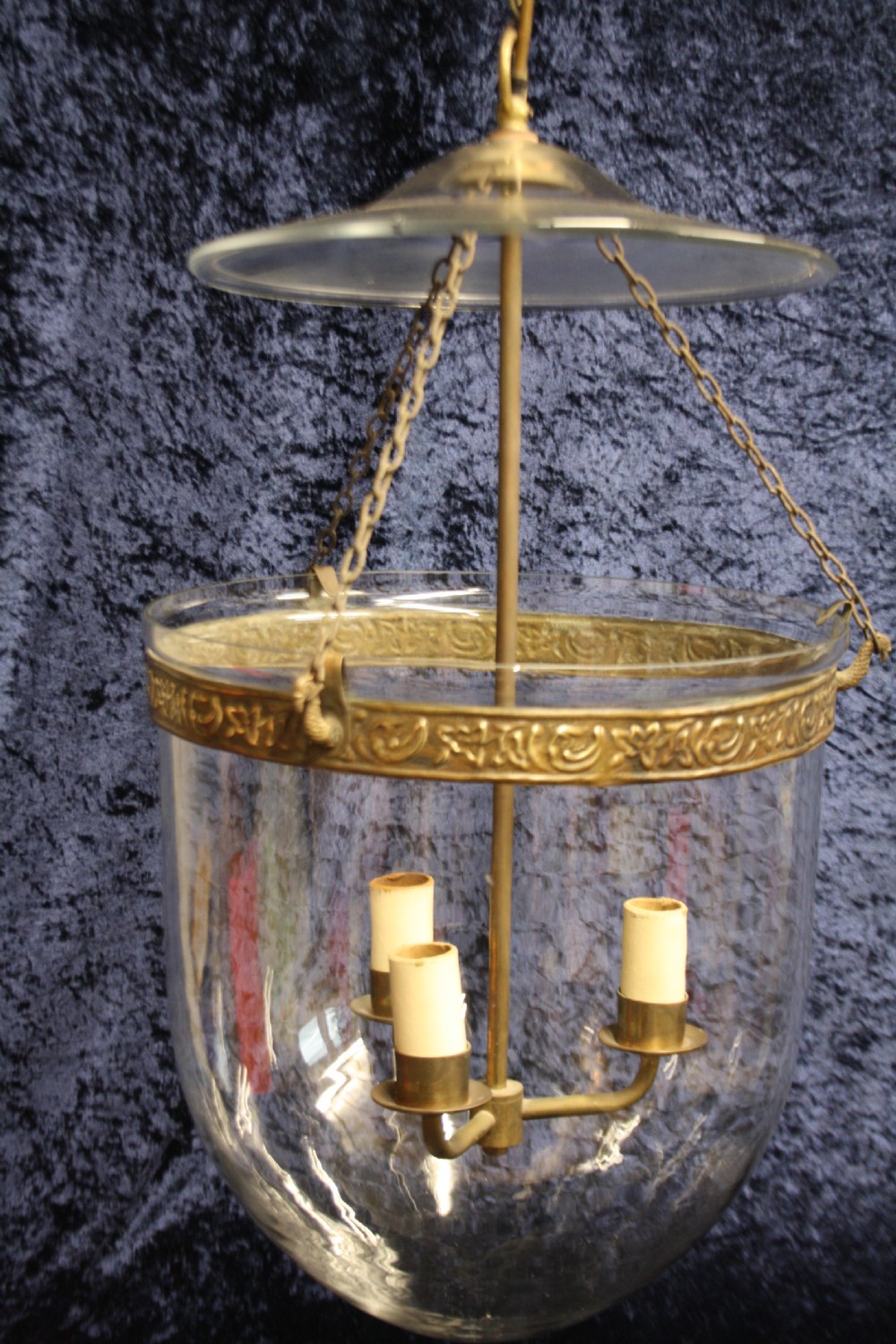 large early 20th century bell jar Hundi  hall light View II