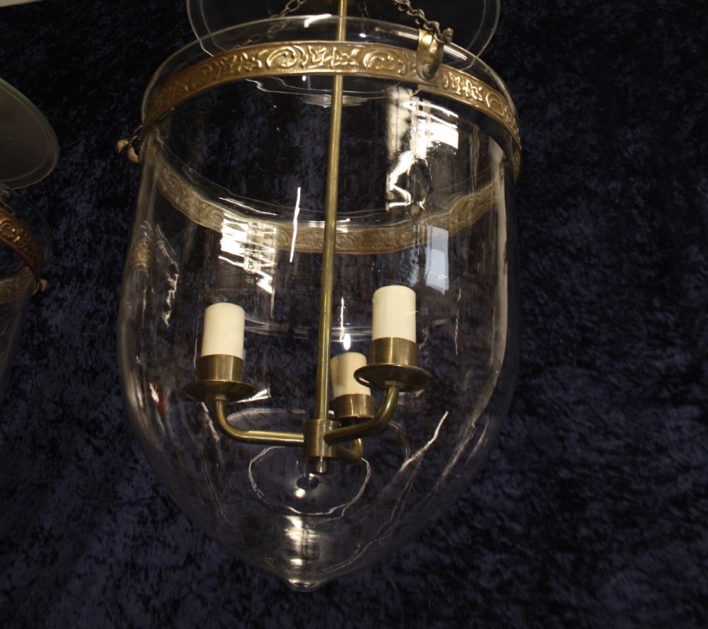 Pair of early 20th century large bell jar Hundi  hall lights View X