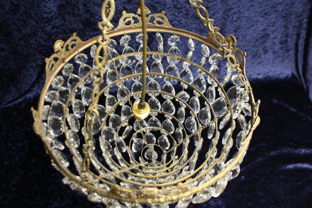 Early 20th century pair of large teardrop chandeliers View II