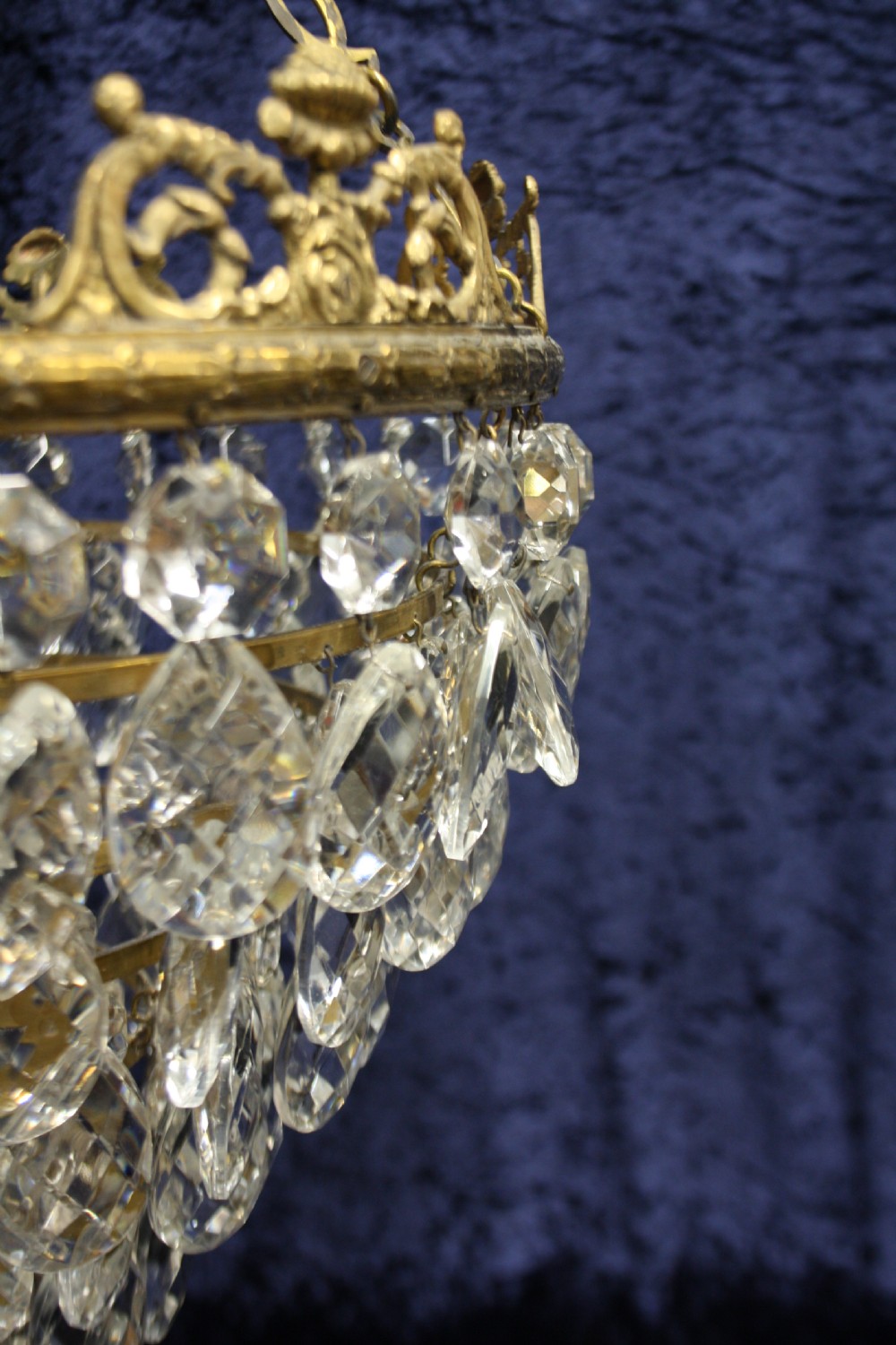 Early 20th century pair of large teardrop chandeliers View V