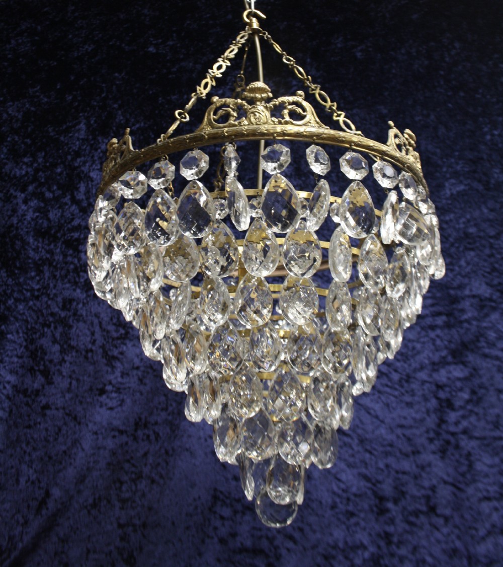 Early 20th century pair of large teardrop chandeliers View IX