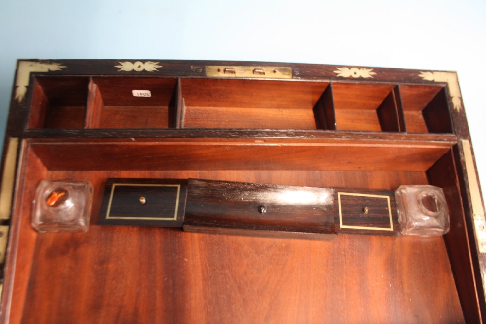 Regency rosewood writing slope with secret compartments. View III