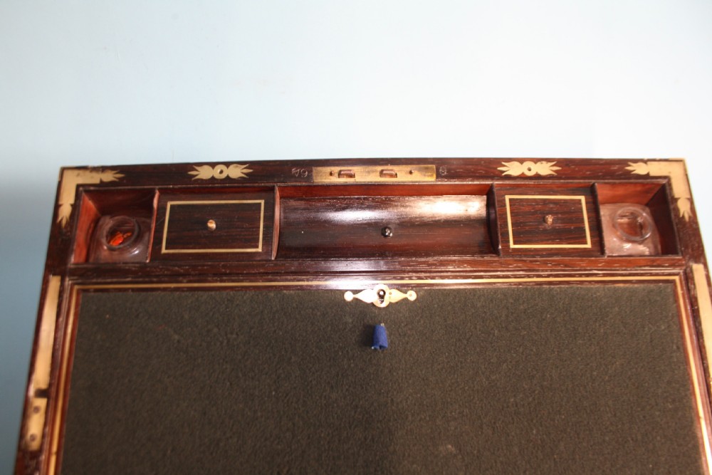 Regency rosewood writing slope with secret compartments. View VI