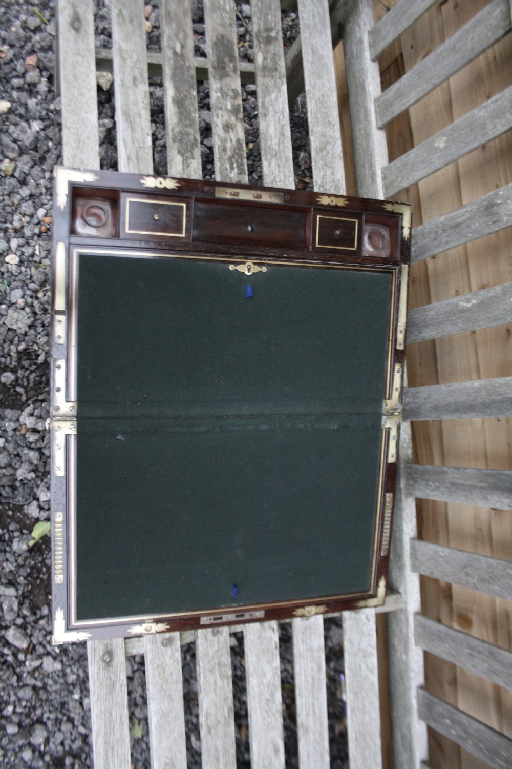Regency rosewood writing slope with secret compartments. View XII