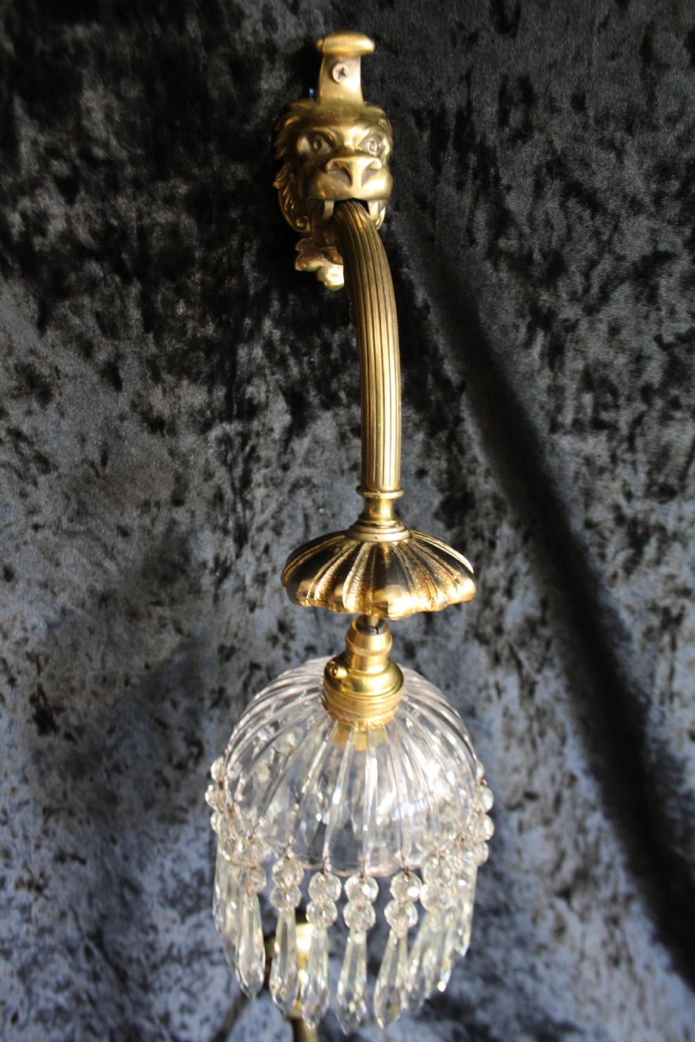 Pair of late 19th century lion and spike wall lights  View V
