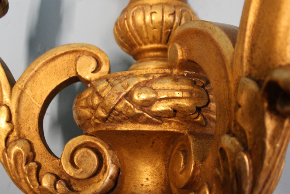 Pair of early 20th century gilt wooden wall lights View III