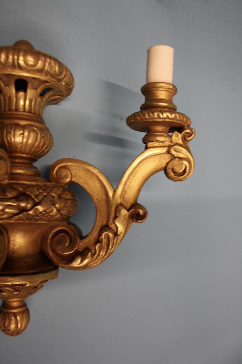 Pair of early 20th century gilt wooden wall lights View IV