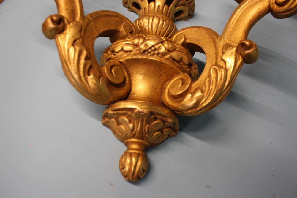 Pair of early 20th century gilt wooden wall lights View VIII