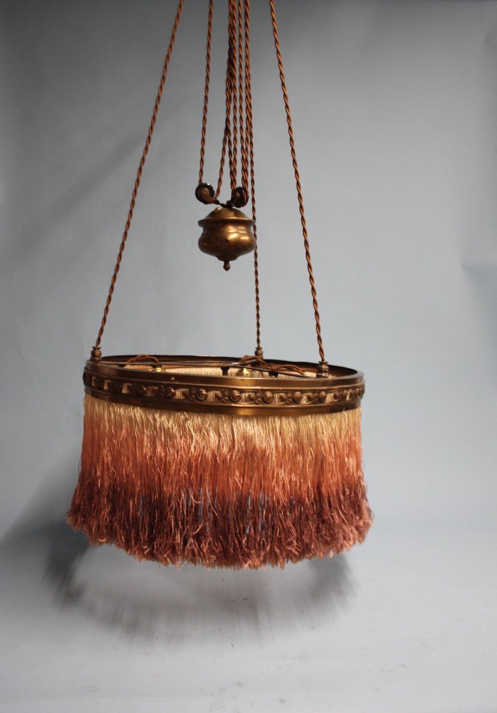 Edwardian light in brass with tassel fringe