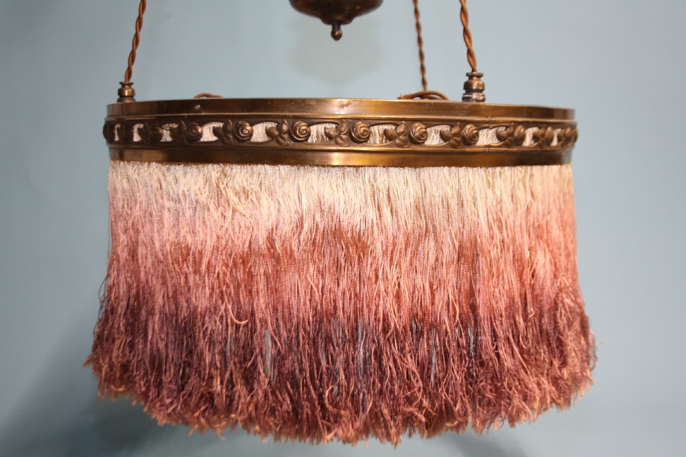 Edwardian light in brass with tassel fringe View II