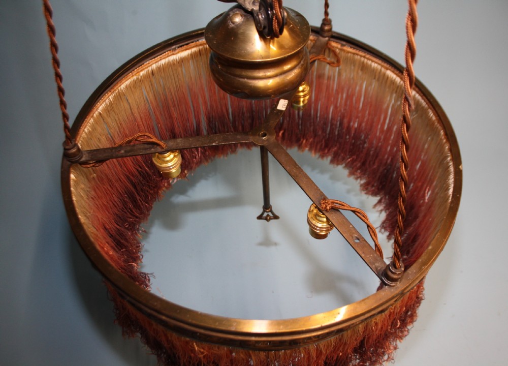 Edwardian light in brass with tassel fringe View VI