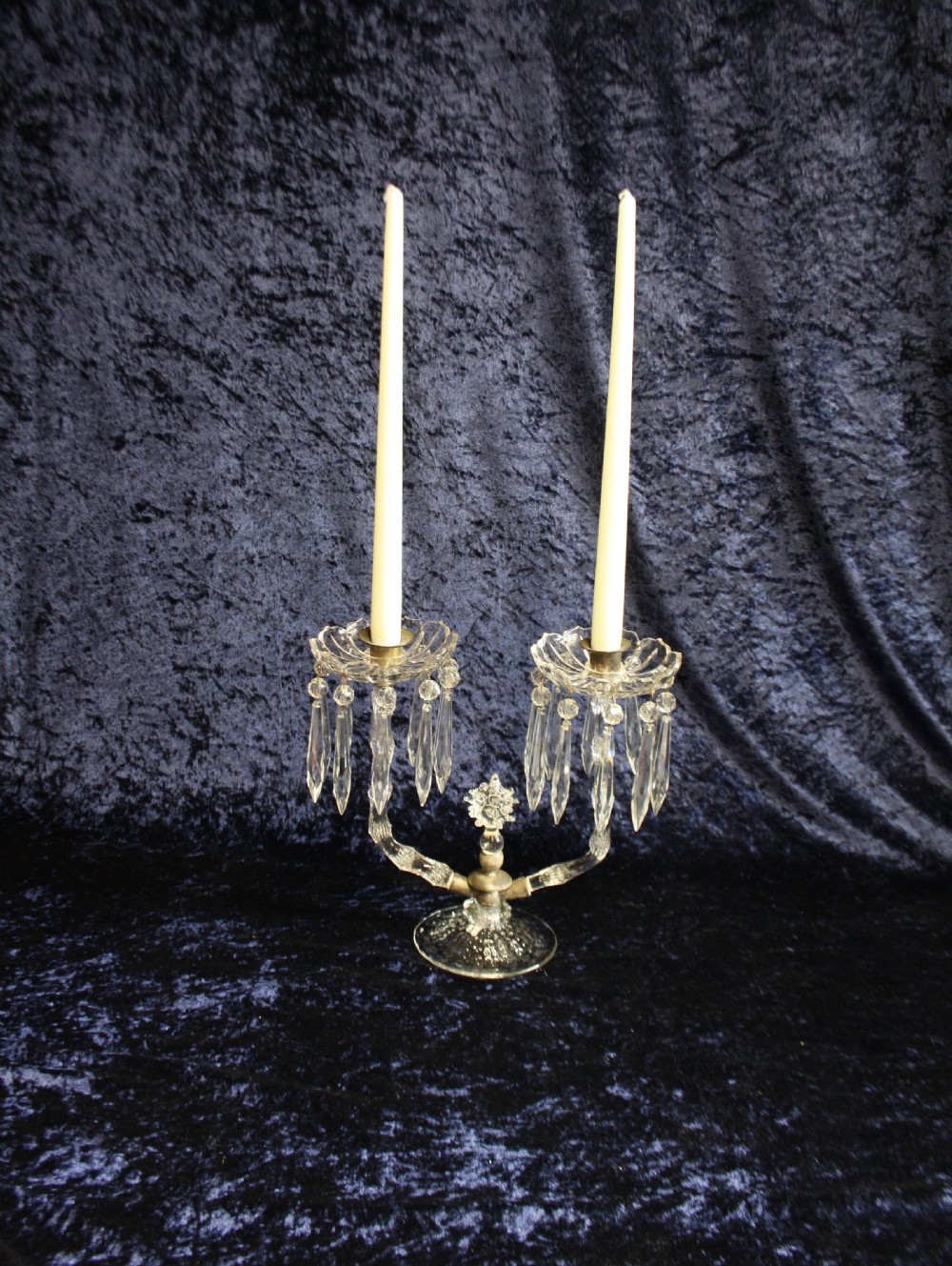Early 20th century glass spike candelabra View III
