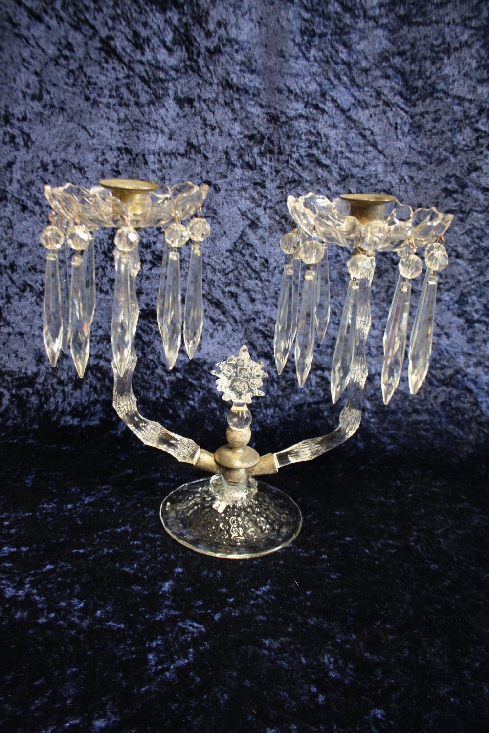 Early 20th century glass spike candelabra View XII