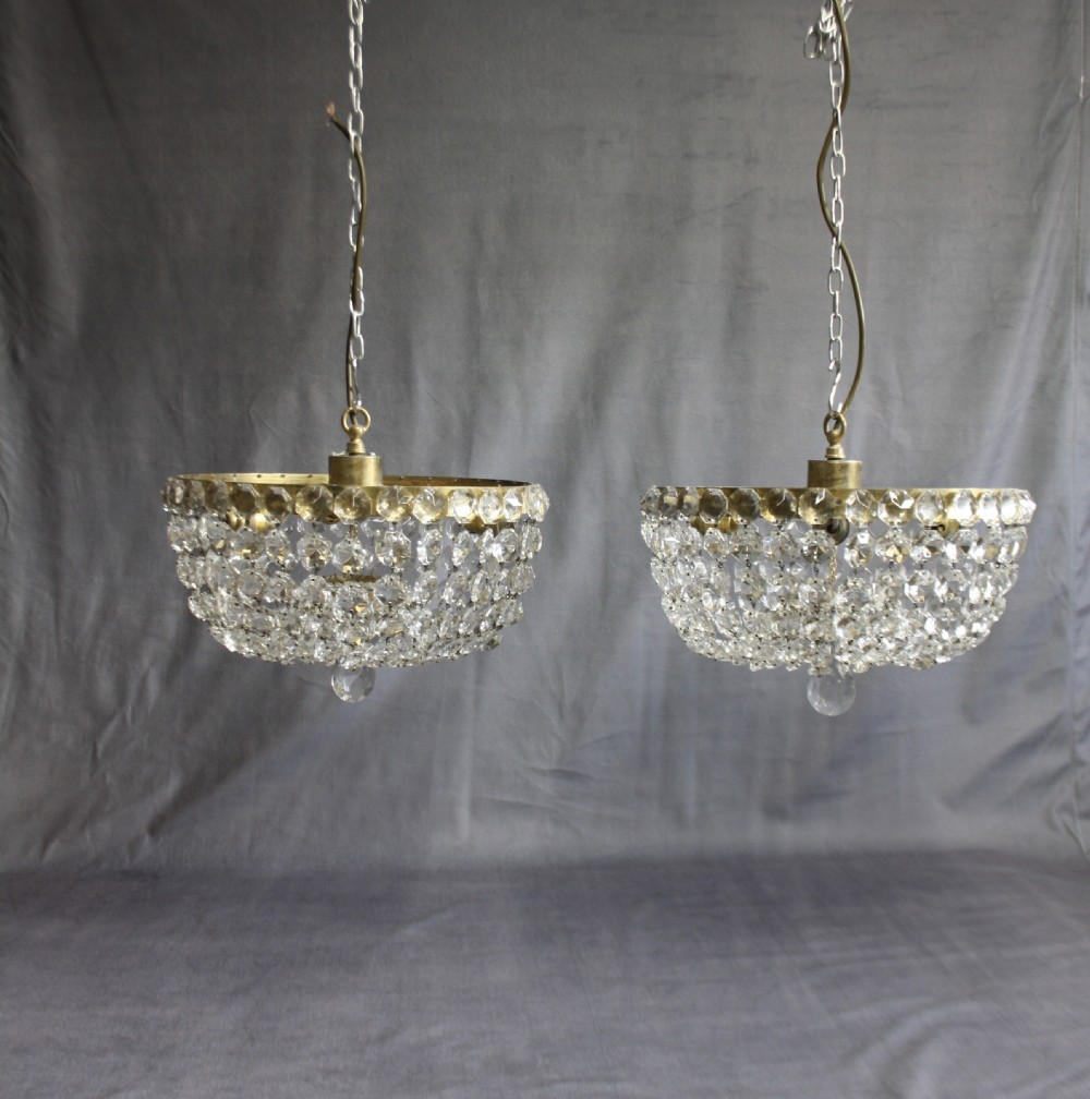 Pair of early 20th century shallow bag chandelier