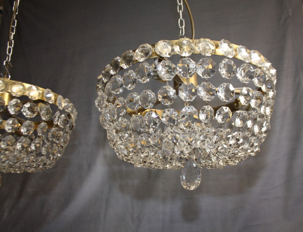 Pair of early 20th century shallow bag chandelier View III