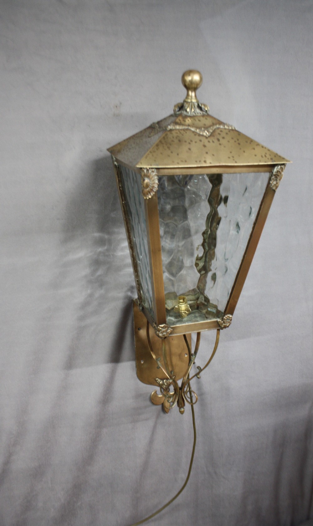 Early 20th century large porch light with wall bracket