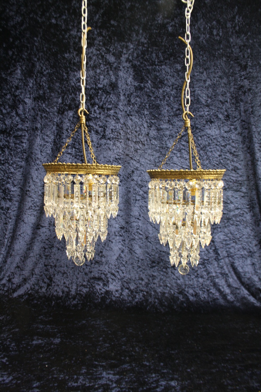 Early 20th century Pair of lustre spike chandeliers
