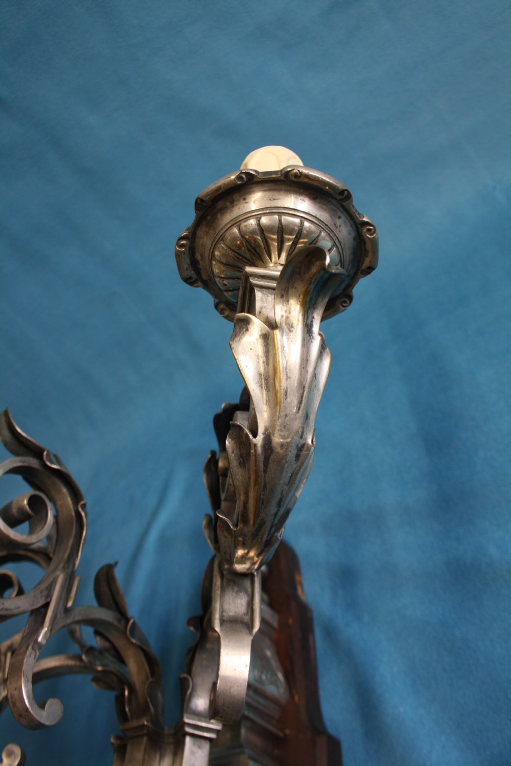 Pair of early 20th century nickel silver wall lights View VIII