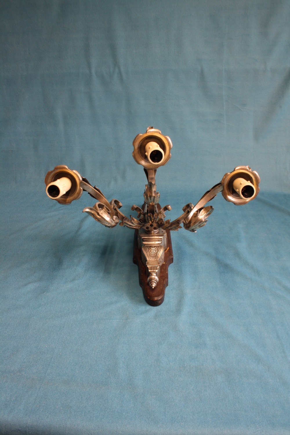 Pair of early 20th century nickel silver wall lights View X