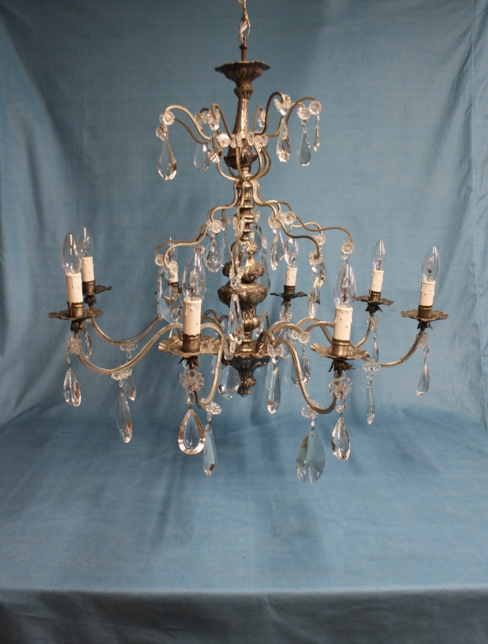 Early 20th century large silvered chandelier