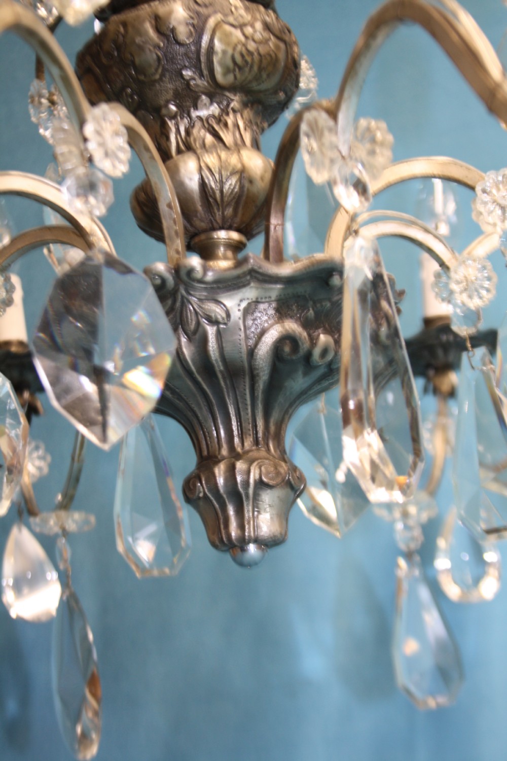 Early 20th century large silvered chandelier View VII