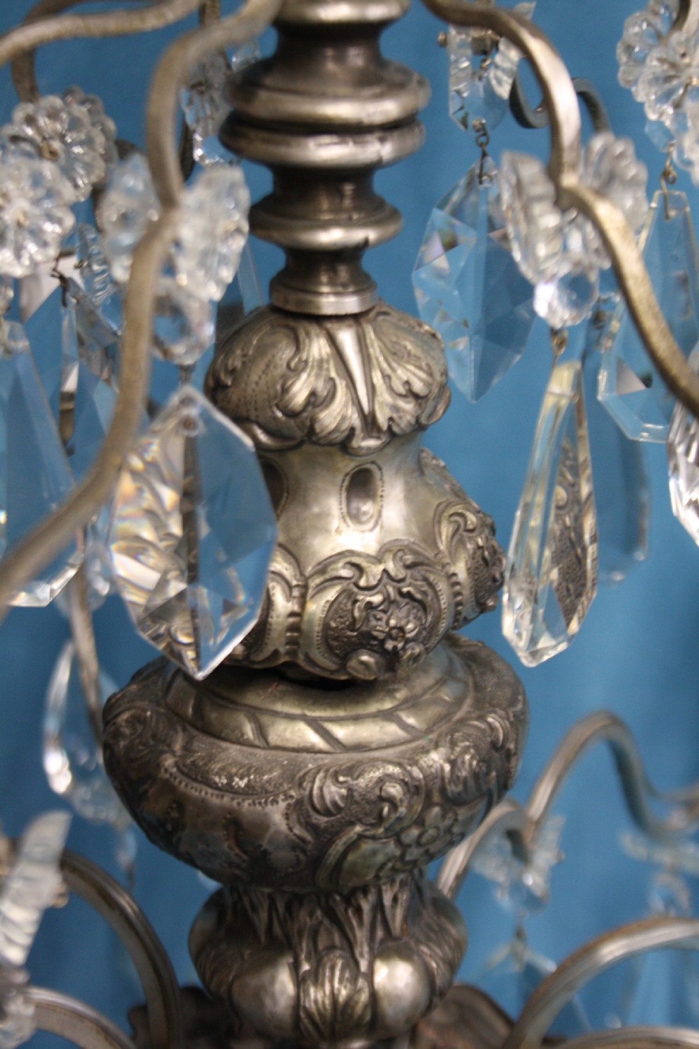 Early 20th century large silvered chandelier View VIII