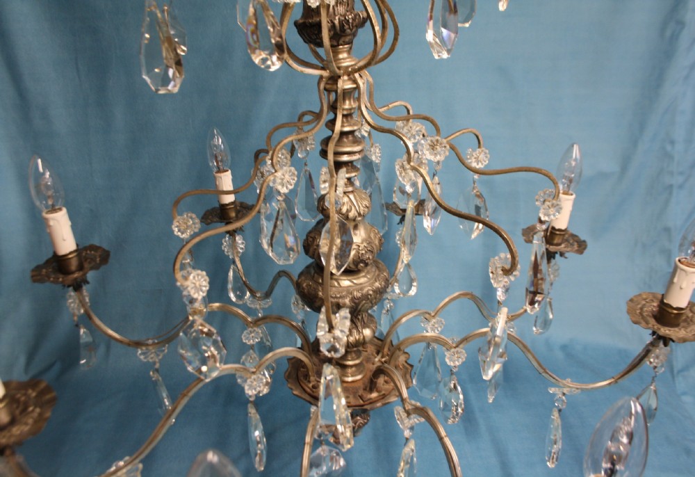 Early 20th century large silvered chandelier View IX