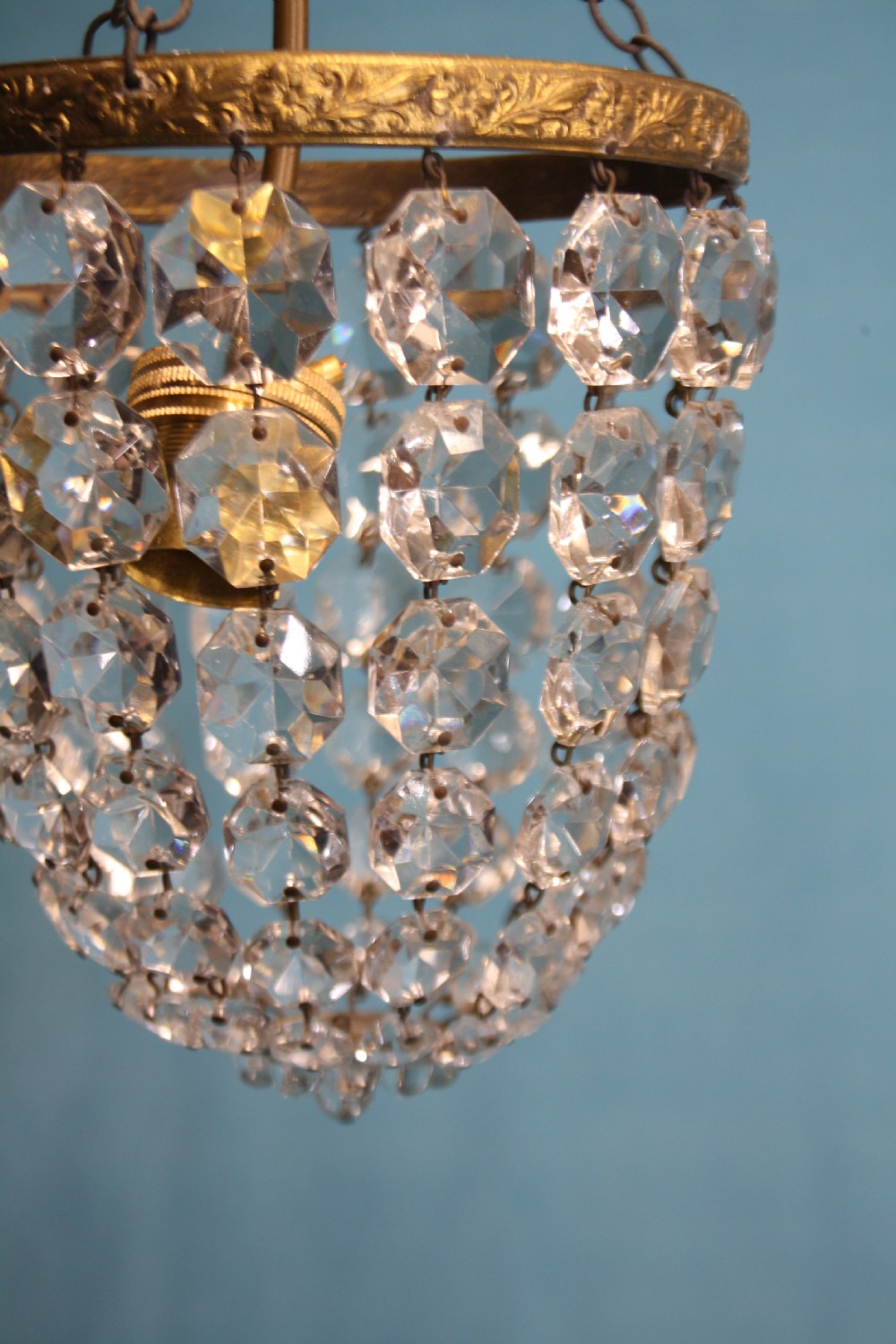 Early 20th century pair of small bag chandeliers View II