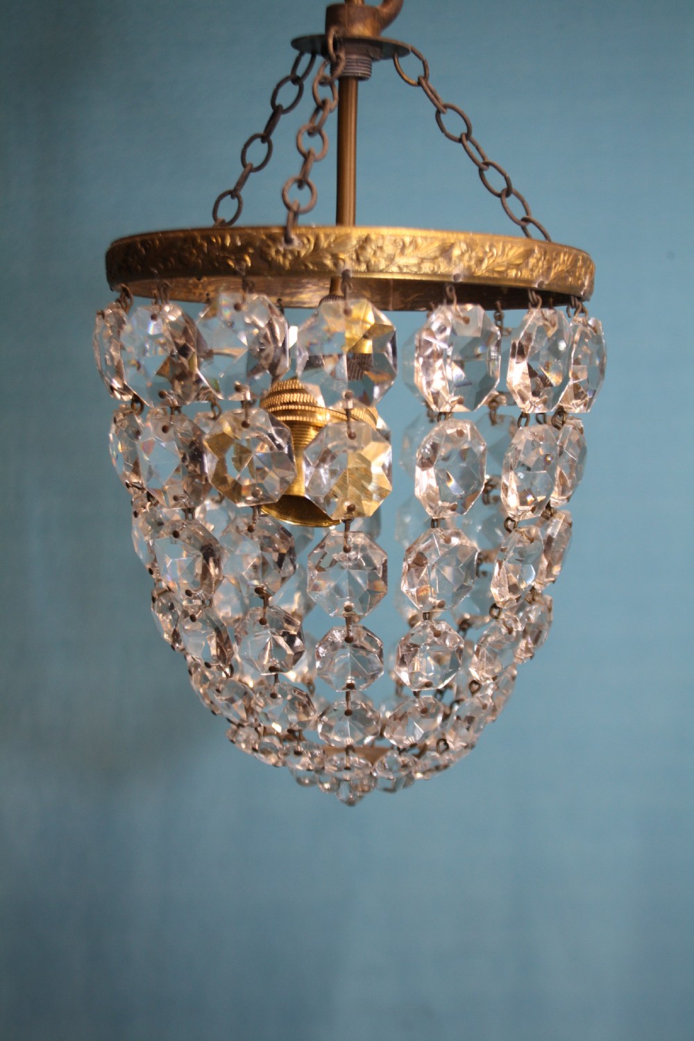 Early 20th century pair of small bag chandeliers View III