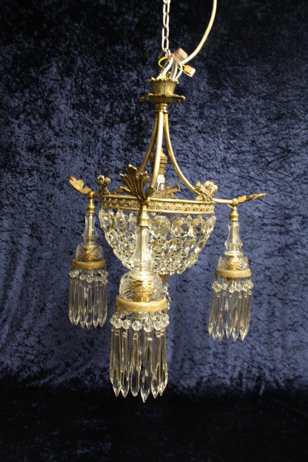 Early 20th century bag chandelier with 3 arms View II