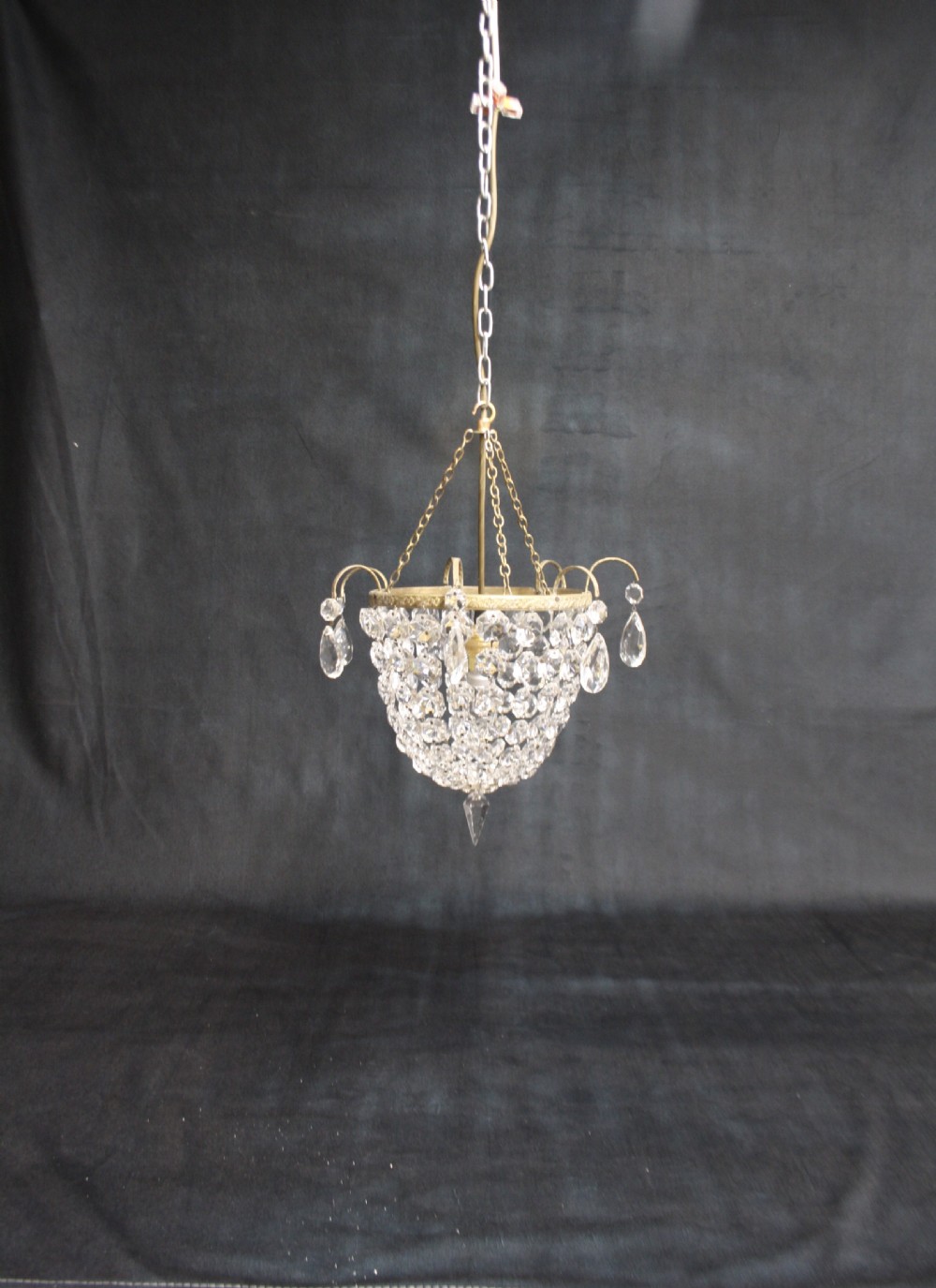 Early 20th century bag chandelier with decorative finials