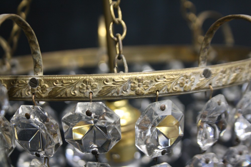 Early 20th century bag chandelier with decorative finials View V