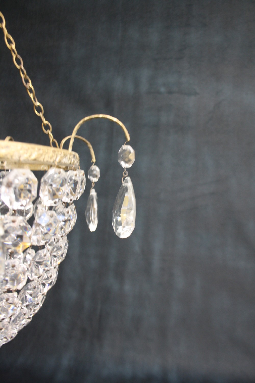 Early 20th century bag chandelier with decorative finials View VIII