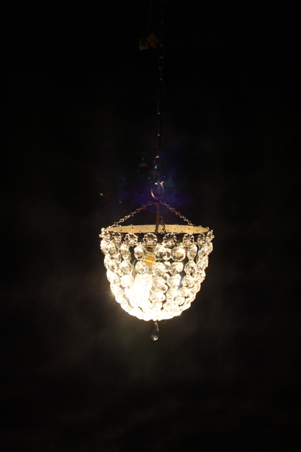 Early 20th century bag chandelier with flower decoration View VIII