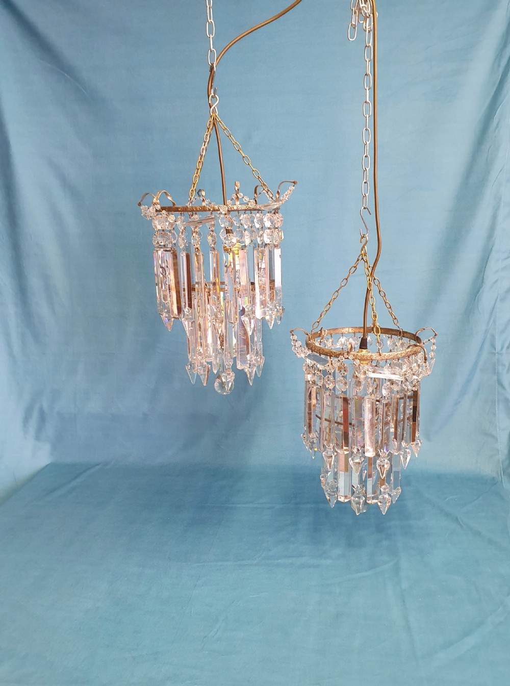 Early 20th century matched pair of lustre chandeliers