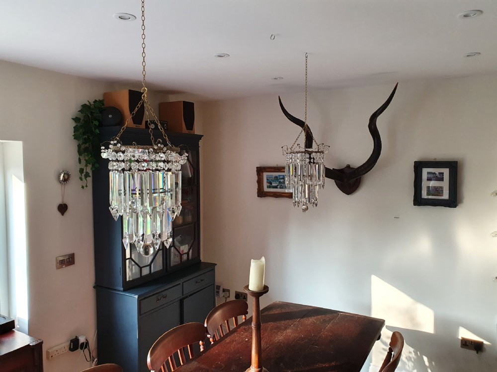 Early 20th century matched pair of lustre chandeliers View II