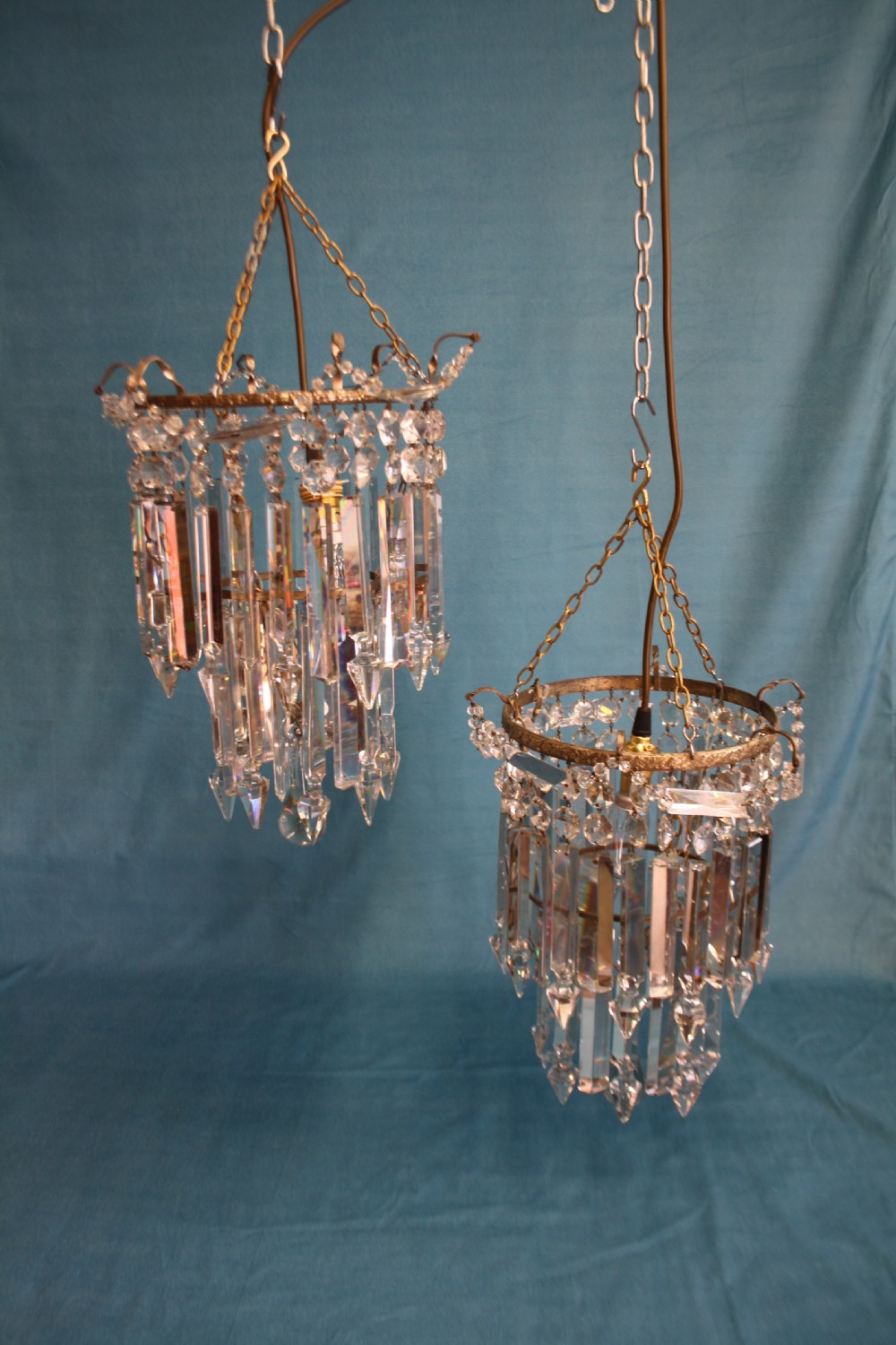 Early 20th century matched pair of lustre chandeliers View III