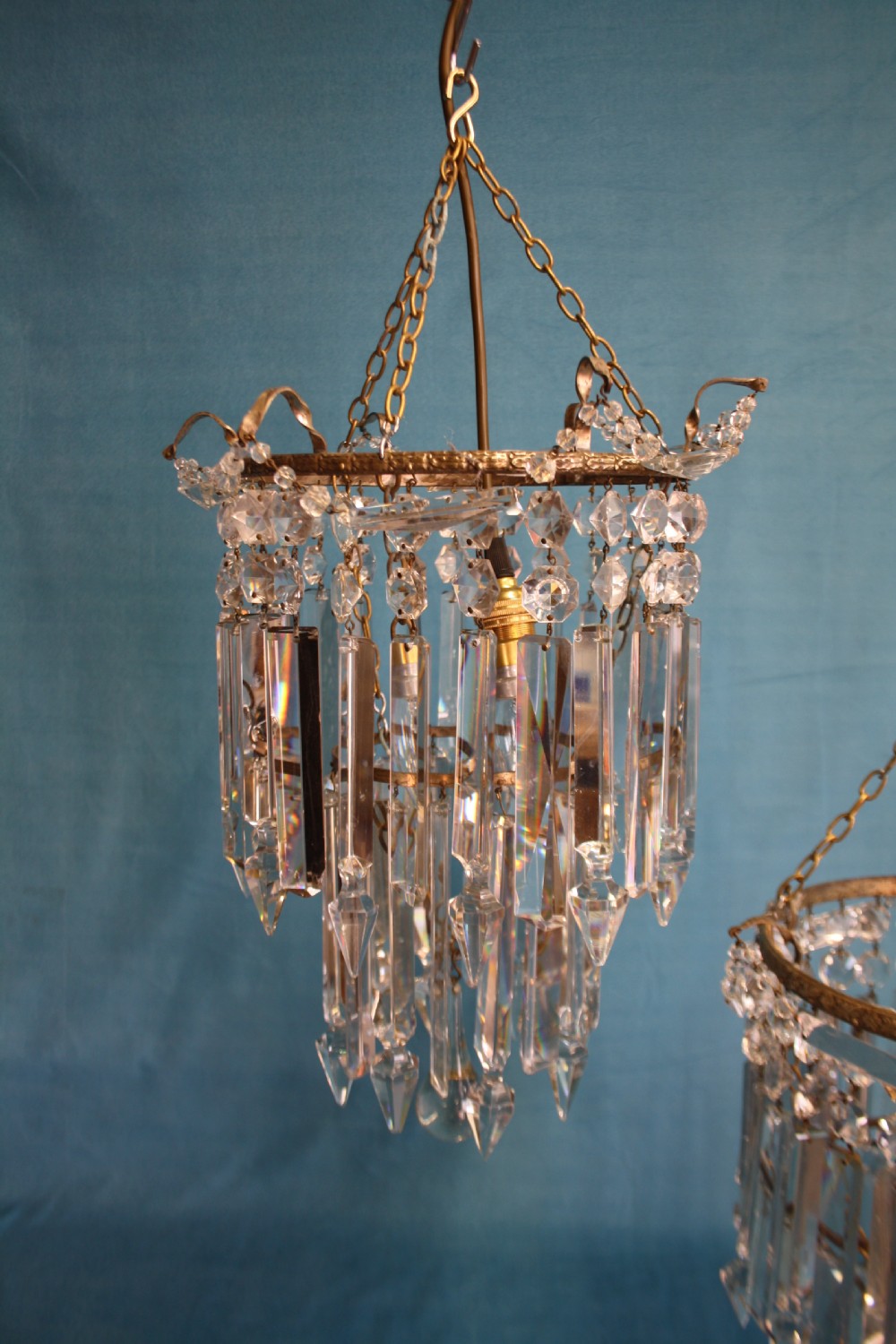 Early 20th century matched pair of lustre chandeliers View IV