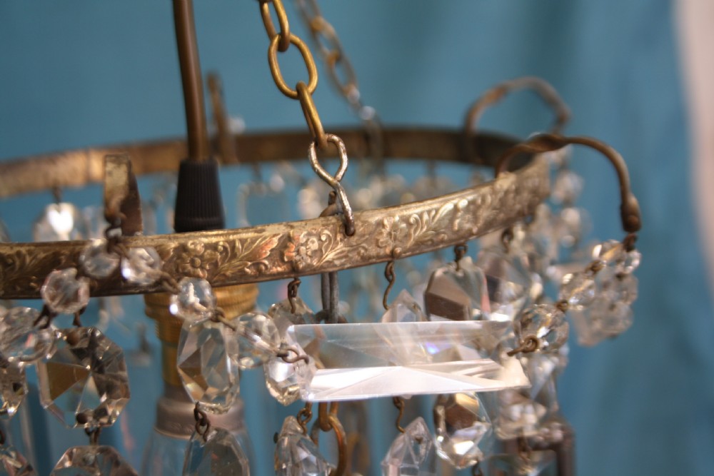 Early 20th century matched pair of lustre chandeliers View VIII