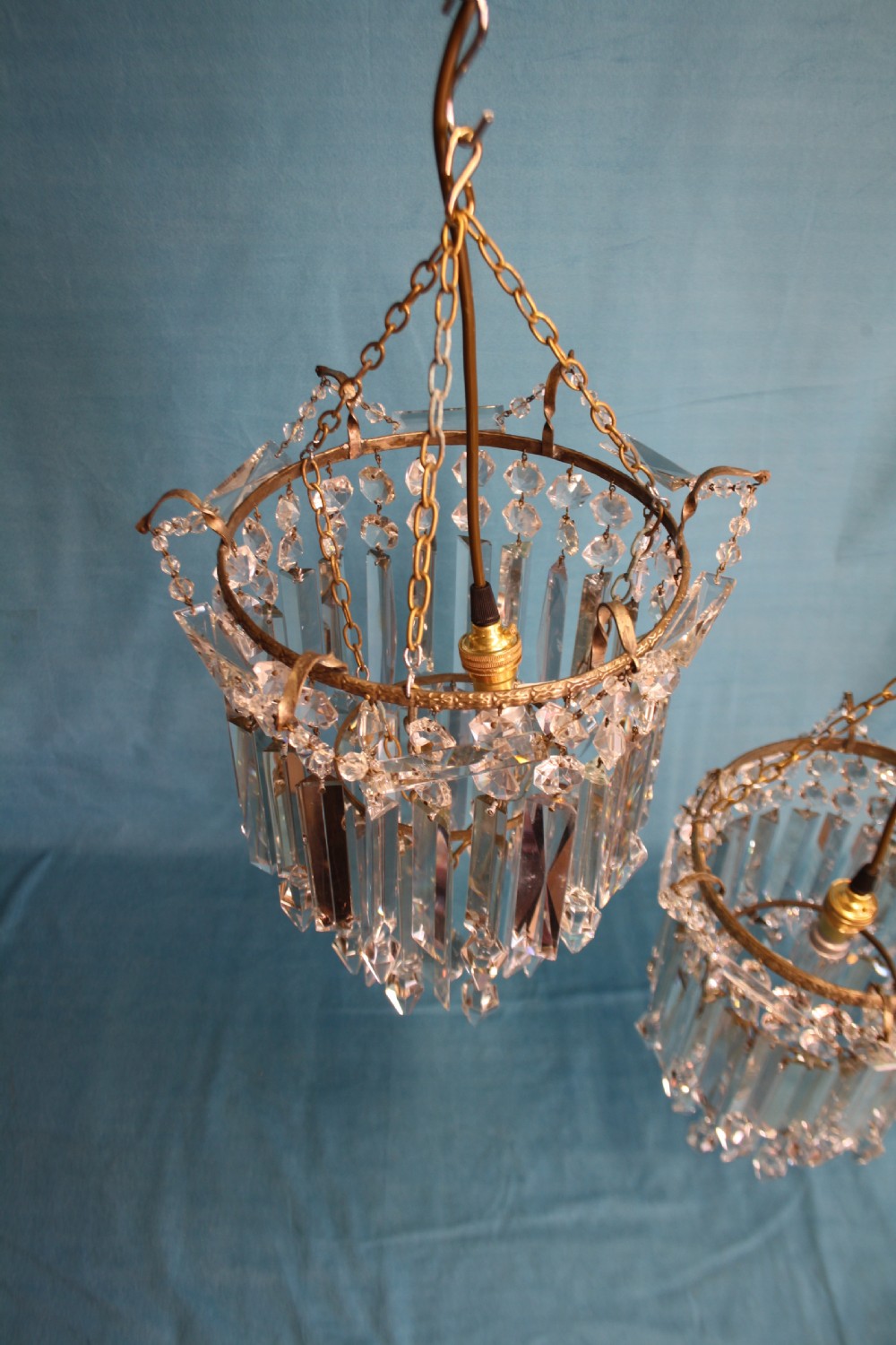 Early 20th century matched pair of lustre chandeliers View X