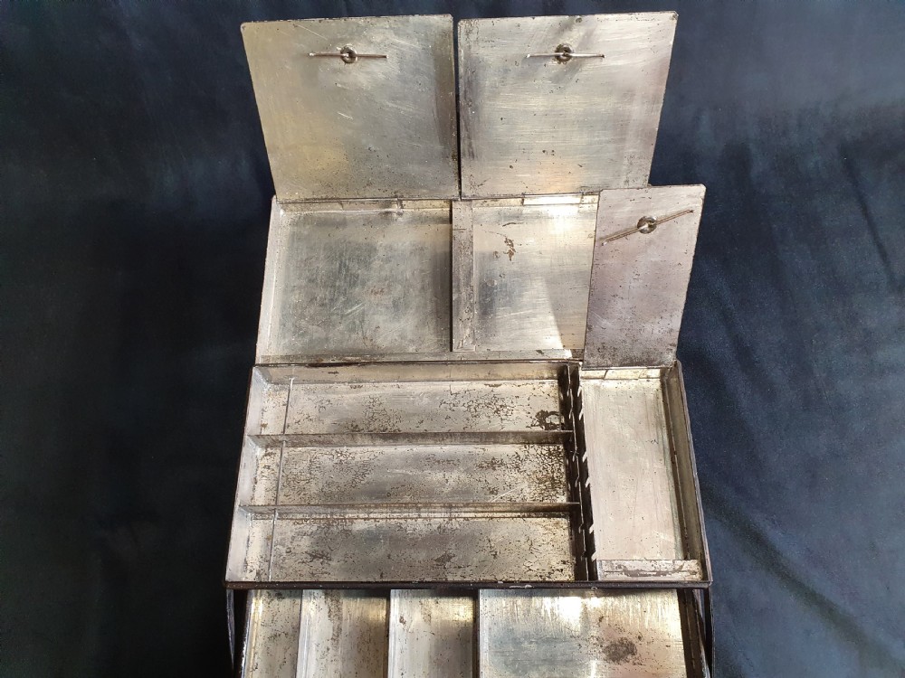 Metal fishing tackle box with silvered inside C1900 View IV