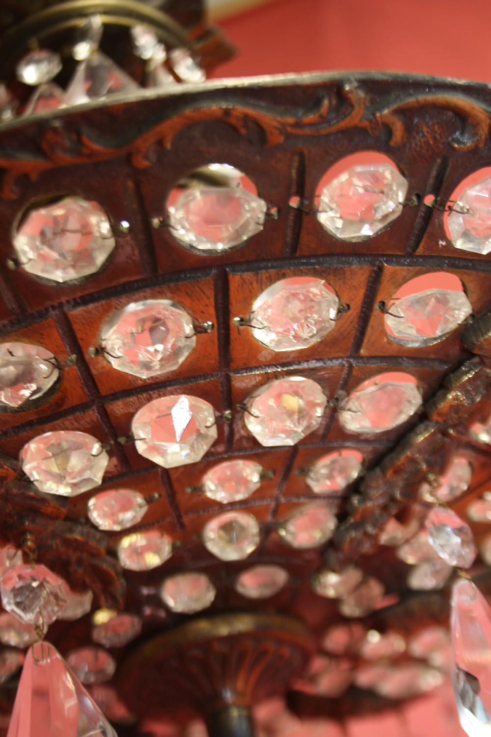 Brass chandelier with pierced brass base View IV