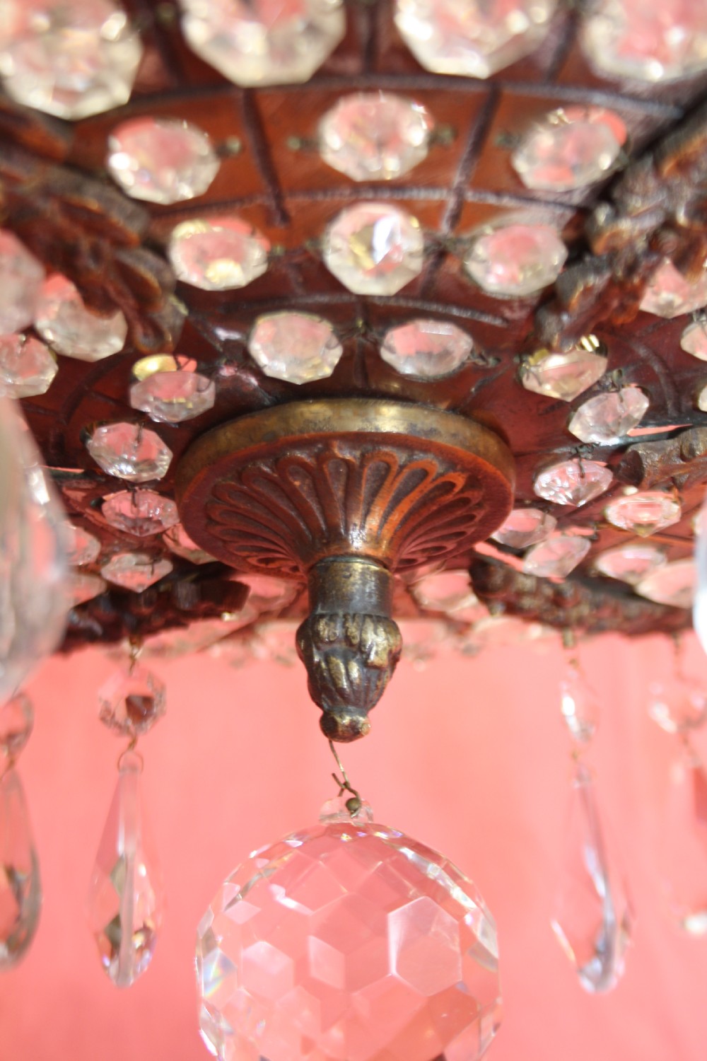 Brass chandelier with pierced brass base View V
