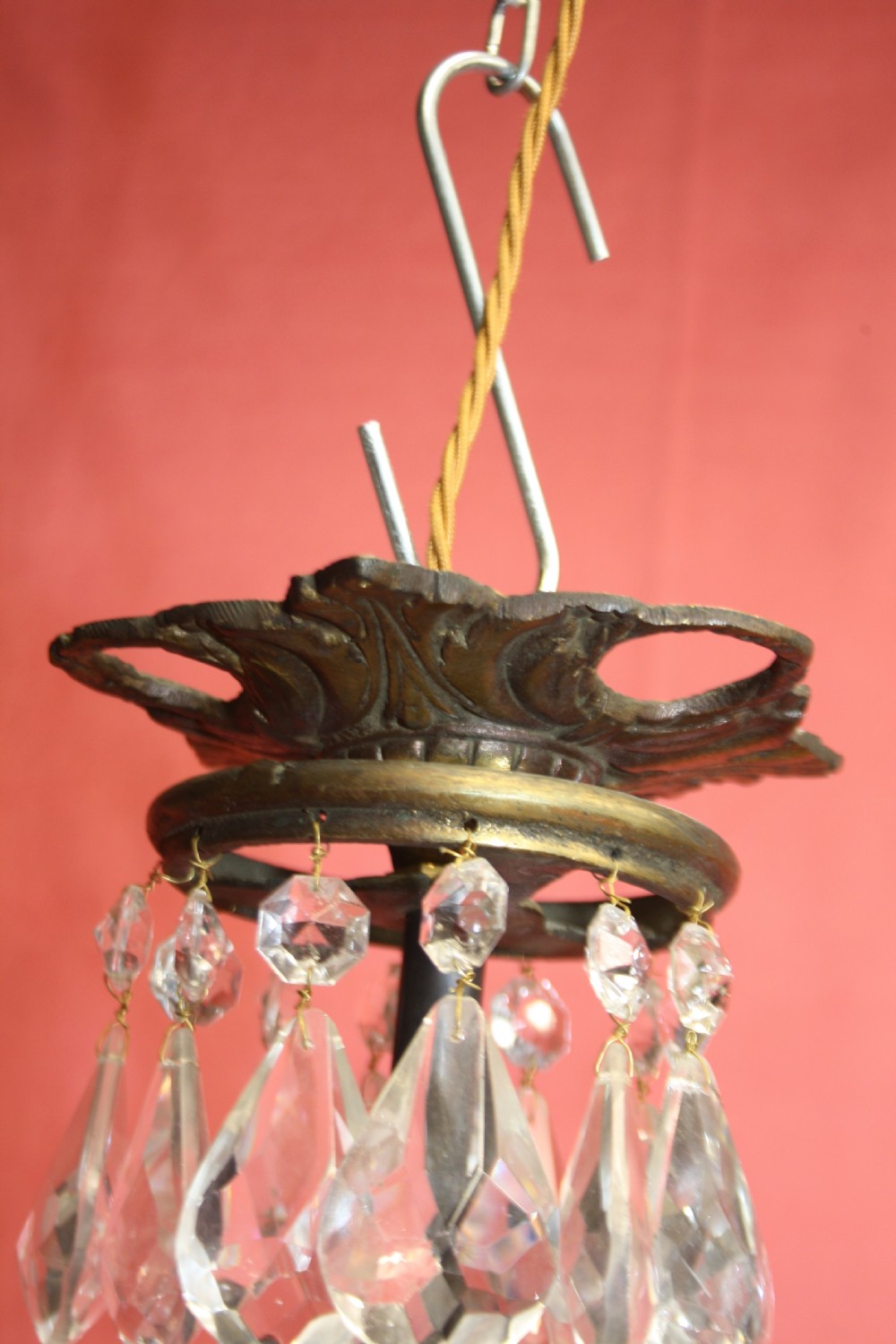 Brass chandelier with pierced brass base View VII