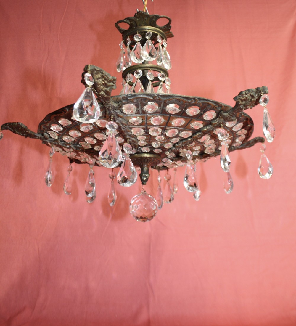 Brass chandelier with pierced brass base View X
