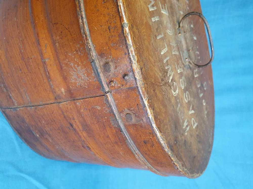 Metal faux oak Victorian hat box View II