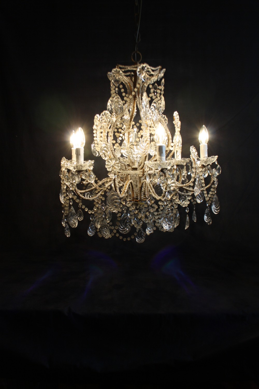 Glass/crystal chandelier with unusual drips View II