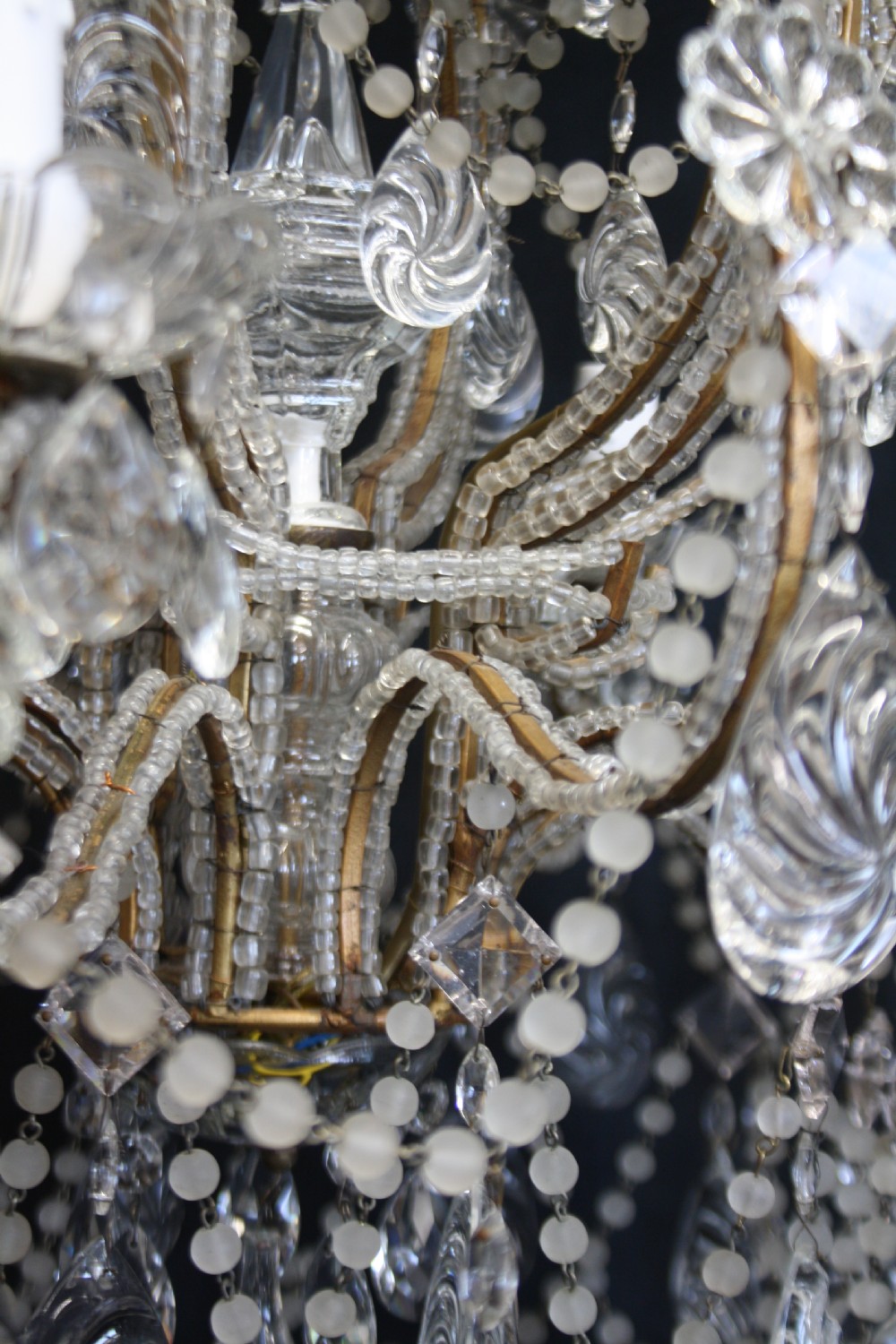 Glass/crystal chandelier with unusual drips View III